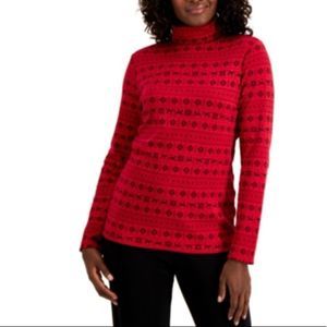NWT Karen Scott Fair Isle-Print Turtleneck SZ M
